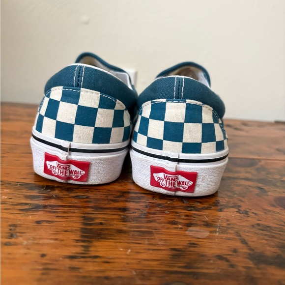 Vans Checkered Slip-On Sneakers - Teal and White - Picture 5 of 6